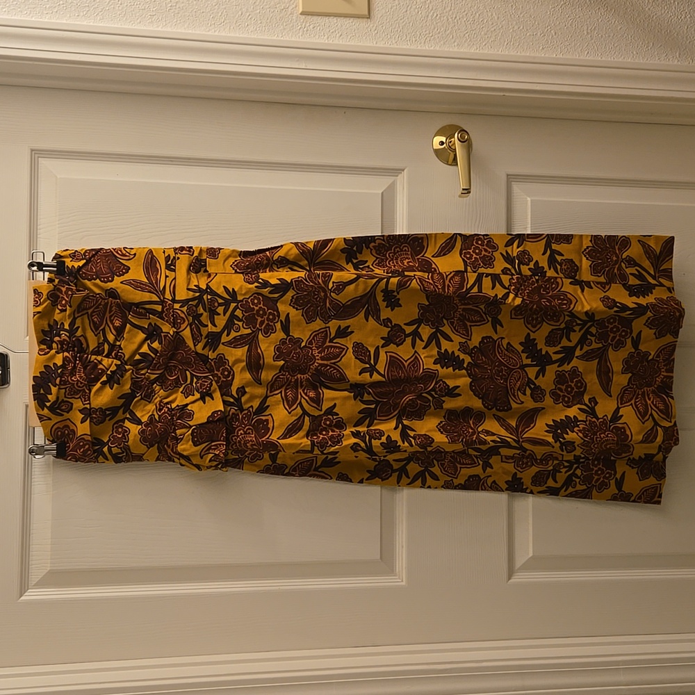 Sezane Pauline Floral Midi Dress- Flowers On Ochre Background - Picture 6 of 12